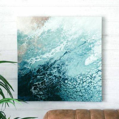 アートパネル Deep sea 深海 キャンバス アート 幅50cm 高さ50cm 正方形 絵 抽象画  [67061]【 ウォールデコレーション 壁掛け イラスト 現代アート 青 ブルー グリーン 緑   アブストラクト おしゃれ モダン 北欧 