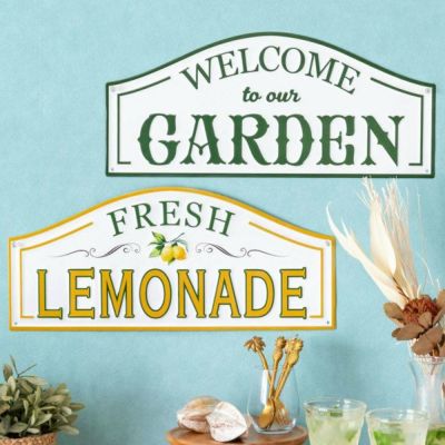 ブリキ看板 レトロ ヴィンテージ風 アンティーク調 LEMONADE GARDEN 約 W 50cm D 22cm  [67034]【 デザイン ガーデニング ウォール アート デコレーション TIN PLATE ティン プレート 店舗 オブジェ 装飾 看板 壁掛