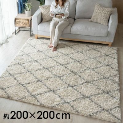 ラグ ラグマット 200×200cm エジプト製 ベニオワレン風 モロッカン  [eg84240]【 ラグ カーペット おしゃれ 長方形 ラグ じゅうたん 絨毯 カーペット 敷物 センターラグ リビング マット シャギーラグ 西海岸 ビー