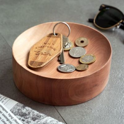 コイントレー 小物入れ 木製 サウォウッド製 ラウンド 丸形 径13cm 高さ4.5cm ブラウン  [13991]【 コイントレイ トレイ デスク 玄関 鍵置き下駄箱  アクセサリートレー アクセサリートレイ つり銭トレー 木製トレイ
