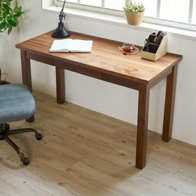 デスク 木製 W 120 × D 53 × H 72 スリム 引出し付き ウッド 木目 ウォールナット  [91534]【 机 ワークデスク 奥行浅め 勉強 おしゃれ ヴィンテージ シンプル ナチュラル 北欧 リモートワーク テレワーク リビン