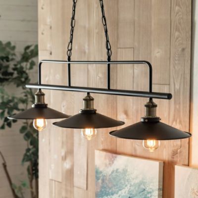 ペンダントライト W 108 × D 30 × H 32 cm スチール ３灯 電球付き E26  [91532]【 ランプシェード ペンダントランプ 照明 ブラック ゴールド LED 対応 インテリア リビング ダイニング おしゃれ かっこいい イン