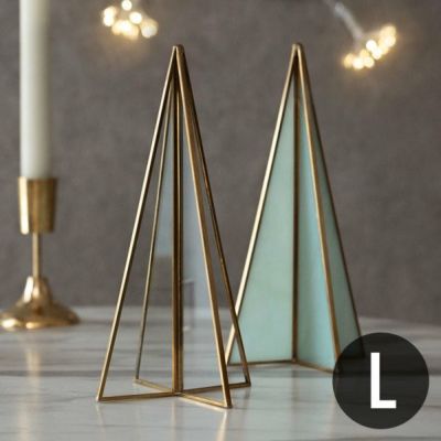 クリスマスツリー オブジェ デコレーション ガラスと真鍮 Lサイズ 約W10×D10×H20cm  [67064]【 ガラスツリー 卓上ツリー クリスマス 飾り ガラス雑貨 ガラス細工 ガラス製 インテリア おしゃれ かわいい 北欧  韓