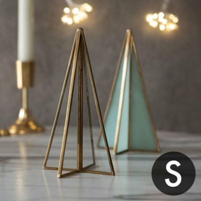 クリスマスツリー オブジェ デコレーション ガラスと真鍮 Sサイズ 約W8×D8×H15cm  [67065]【 ガラスツリー 卓上ツリー クリスマス 飾り ガラス雑貨 ガラス細工 ガラス製 インテリア おしゃれ かわいい 北欧  韓国