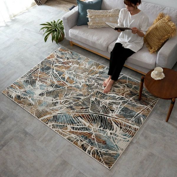 ラグ 3畳 カーペット ベルギー 絨毯 じゅうたん おしゃれ 200×250 三畳 3帖 ネイビー ブルー 青 ブラウン グレー パープル ラグマット  アメリカン 北欧 安い 激安 通販 HORUSCOLOR 当社在庫【ボタニカル2604／200×250】ウェネグ 約3畳 200×250cm 北海道 ☆絨毯、ラグ専門店 