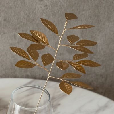 フェイクグリーン リーフ 枝 W 14cm D 9cm H 31cm ブリキ ゴールド  [90444]【 錫 すず デコレーション 植物モチーフ ボタニカル おしゃれ シンプル かわいい クリスマスデコレーション アンティーク風 インテリア 