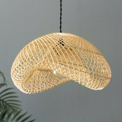 ランプシェード ペンダントライト 照明 ラタン 籐 1灯 口金E26 60W LED対応  PSE規格品 約 W 40 × D 34 × H 22.5 cm  [13998]【 天井照明 照明器具 シーリングライト 吊り下げ ペンダント照明 リビング ダイニング