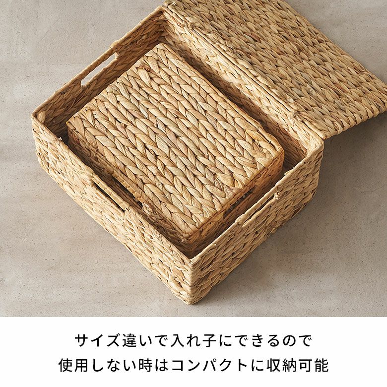 かご バスケット 蓋付き Lサイズ 収納ボックス フタ付き 約 W 43
