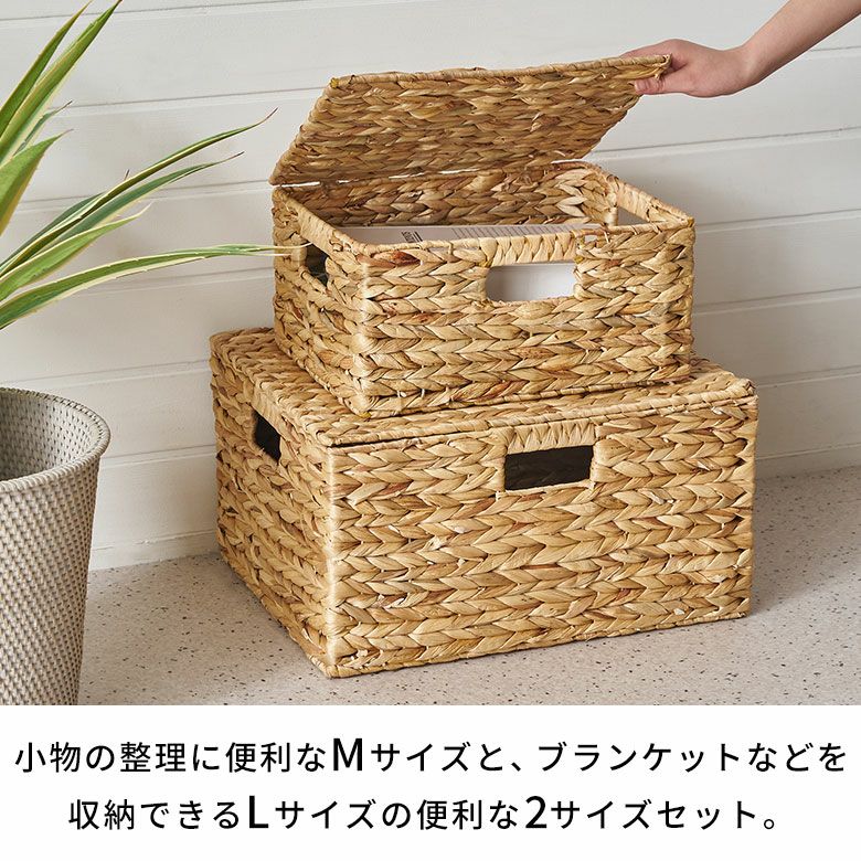 かご バスケット 蓋付き M L 2個セット 収納バスケット 収納ボックス 