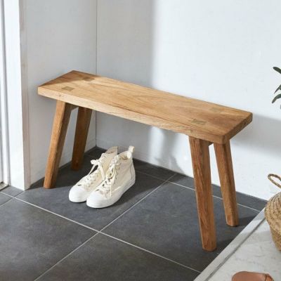 ベンチ ウッドベンチ 古材 チーク ウッド 約 W 75.5 × D 20 × H 39 cm  [14010]【 椅子 チェア いす イス ダイニングベンチ 長椅子 2人掛け 二人掛け 2P 花台 飾り台 玄関スツール おしゃれ 北欧 サステナブル 和