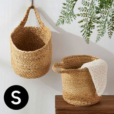バスケット 吊り下げ かご ジュート 麻 マチ広 円形 Sサイズ 約 W 20cm D 20cm H 20cm かごバスケット ハンギングバスケット 吊るす 収納 壁掛け 収納かご ハンギング プランター 観葉植物 クローゼット 突っ張り棒 