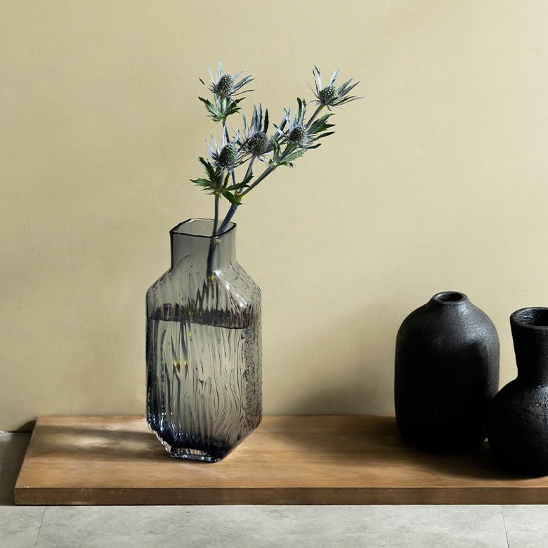 フラワーベース ガラス クリアグレー グレー トール 大きい 大型 高い