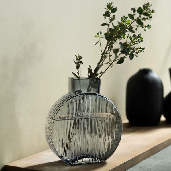 デザイン花瓶 クリア 透明 ガーデン用品 黒 ブラック 玄関 廊下 