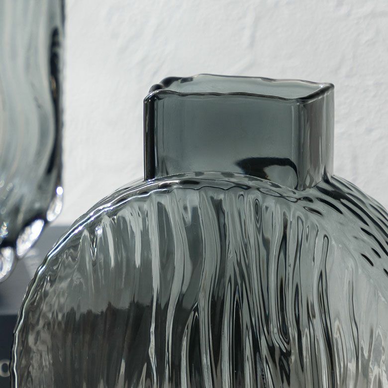 フラワーベース ガラス クリアグレー グレー ラウンド 大きい 大型