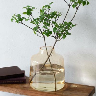 花瓶 ガラス ライトアンバー 上径8cm ボトル型 約 W20 × D20 × H21.7 cm フラワーベース 花びん 花器 ガラスベース ガラス花びん 生花 ドライフラワー おしゃれ 北欧 韓国 インテリア 西海岸 ビーチ コースタル ボ