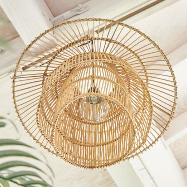 ペンダントライト ランプシェード ラタン 籐 レイヤーデザイン 1灯