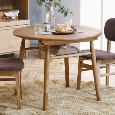 テーブル ダイニングテーブル リビングテーブル 食卓テーブル 木製 円形 ラウンド 約 90cm カントリー キッチン シンプル ナチュラル 無垢 木目 雑誌 収納 ダイニング 食卓 センターテーブル ラウンドテーブル おし