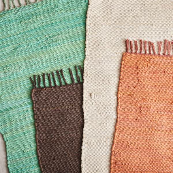 キッチンマット フリンジ 無地 インド製 コットン100% 約 45×180cm