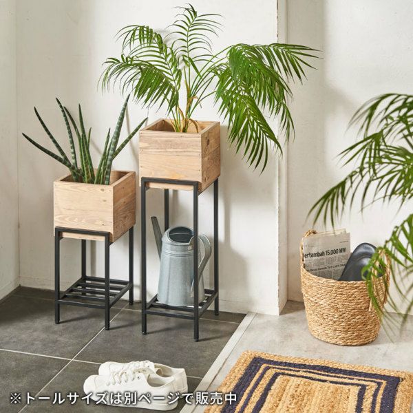 プランタースタンド 脚付き アイアン 木製 パイン材 ショート プランタースタンド 脚付き アイアン 木製 パイン材 ショート