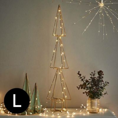 クリスマスツリー LEDライト クリスマス 電飾 LED ゴールド 高さ 58cm 直径 14cm イルミネーション ライト 電池式 おしゃれ シンプル かわいい クリスマスデコレーション  間接照明 オブジェ インテリア パーティー 