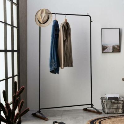 ハンガーラック ハンガー コートハンガー 約 W 95cm D 51cm H 154cm 天然木 スチール ブラウン 洋服掛け ポールハンガー ポールラック 玄関 収納 シンプル スリム インダストリアル ヴィンテージ ブラック アイアン 