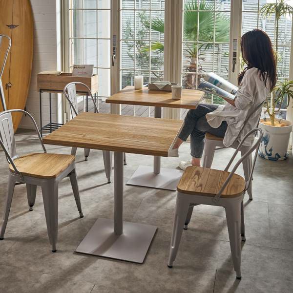 テーブル カフェテーブル 長方形 木製 天然木 アイアン 約 W 60cm D