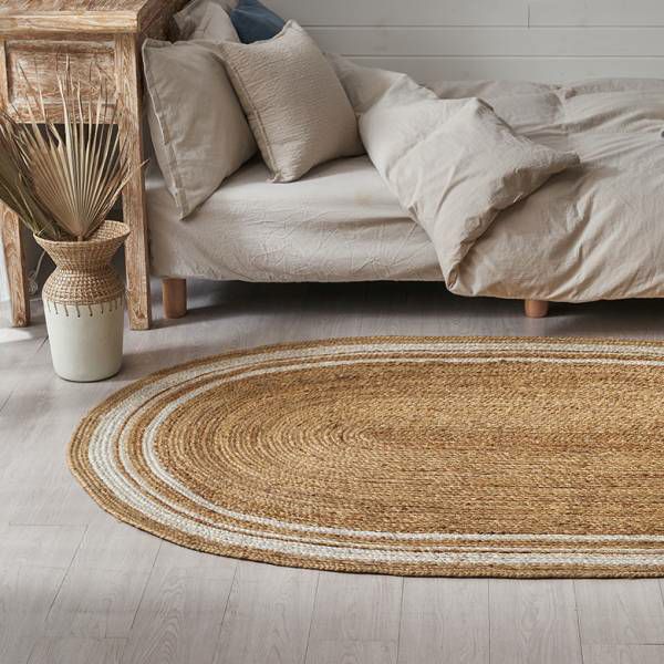 ラグ カーペット ジュートラグ 幅190cm 130×190 楕円形 約 W 130cm D