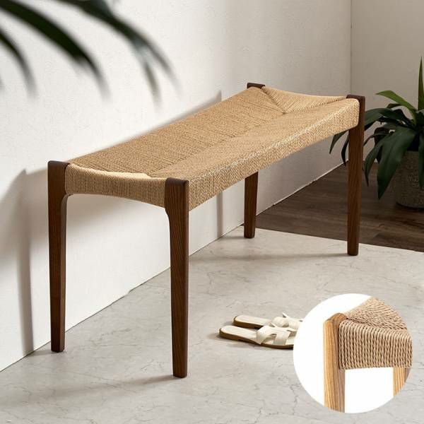 ベンチ チェア 椅子 いす イス 天然木 ペーパーコード 木製 ウッド