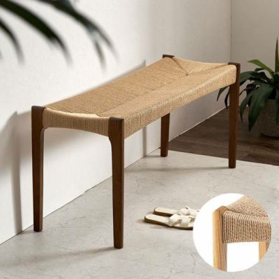 ベンチ チェア 椅子 いす イス 天然木 ペーパーコード 木製 ウッド 長方形 約 W 105cm D 36cm H 46cm ベージュ ブラウン ナチュラル 軽量 疲れにくい ダイニング リビング 玄関 寝室 オールシーズン 春 夏 秋 冬 お