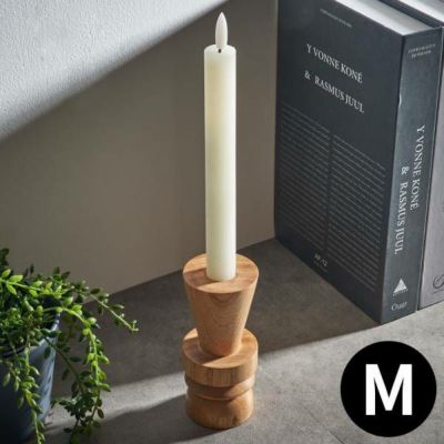 キャンドルホルダー 木製 キャンドル ホルダー Ｍサイズ ウッド 天然木 約 W 6cm D 6cm H 13cm ナチュラル キャンドルスタンド キャンドル立て ろうそく立て テーパーキャンドル ティーキャンドル デコレーション デ