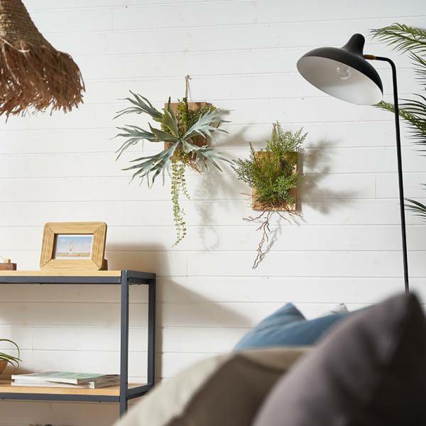 フェイクグリーン ウォールハンギング ファーン シダ アカシア 木製