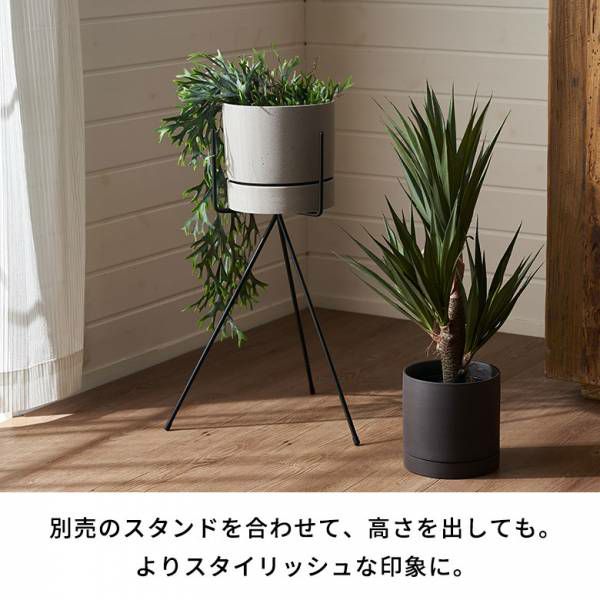 植木鉢 ポリストーン ストーン調 セメント調 6号鉢 受皿 底穴あり 中型 Mサイズ 約 W 18cm D 18cm H 17.5cm グレー  プランターポット 鉢カバー 植木鉢カバー プランターカバー 店舗用 おしゃれ カフェ 北欧 観葉植物 花 多肉植物 インテリア 雑貨 西海岸  [94028] | 【