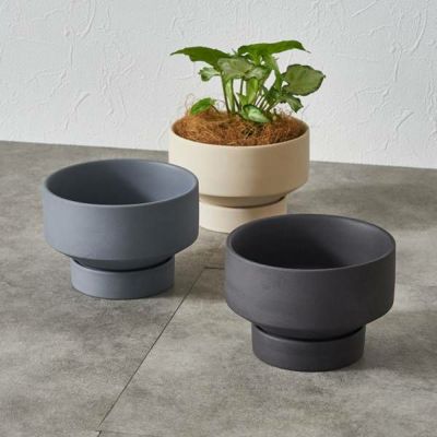 植木鉢 陶器 マット 4号鉢 受皿 底穴あり 小型 ロータイプ 約 W 11.5cm D 11.5cm H 8cm スモーキーブラック ブルー アイボリー 鉢カバー プランターポット 植木鉢カバー プランターカバー 店舗用 おしゃれ カフェ 北