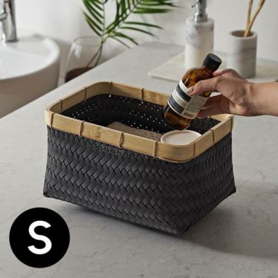 バスケット Sサイズ かご 9.7L バンブー 竹 プラスチック 約 W 30cm D 20cm H 18cm ランドリーバスケット 耐水性 レクタングル かごバスケット 収納 収納バスケット 洗濯物入れ 荷物入れ かばん入れ 小物入れ おしゃ