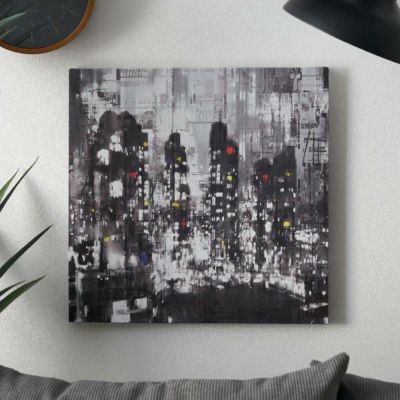 アートパネル 都会 夜 夜景 キャンパス パネル 約 W 50cm D 50cm H 2.7cm 風景画 アート キャンパスアート モダン インダストリアル 絵画 壁掛け 壁飾り アートボード ウォール デコレーション インテリア おしゃれ 