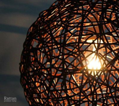 照明 ラタンのペンダントランプ ビッグボール ダークブラウン LED電球対応 ランプ ライト ペンダントライト ペンダント照明 吊り下げ照明 吊り下げライト 灯り インテリアランプ 間接照明 和風 バリ雑貨 雑貨 [4333]