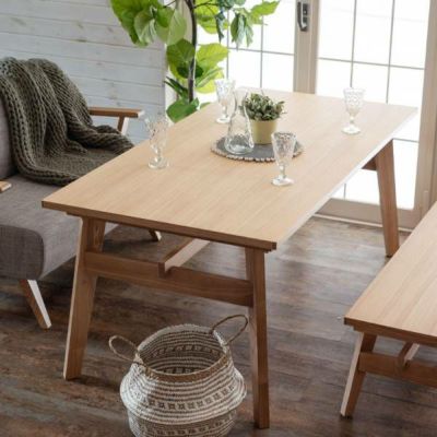 ダイニングテーブル 木製 長方形 ４人掛け 幅160×奥行80cm 高さ65cm シンプル ナチュラル ウッド 天然木 北欧 おしゃれ [91377]