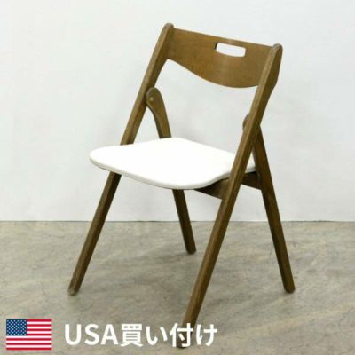 チェアー アメリカ直輸入中古品 チェア 幅59cm 奥行49cm 高さ74cm 折りたたみ 木製 合皮 おしゃれ ヴィンテージ レトロ アメリカ雑貨 アメリカン雑貨 [us20007]