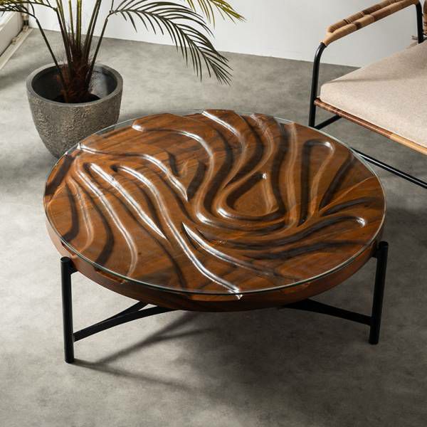 テーブル ローテーブル チーク ウッド 天然木 木製 ガラス 約 W 90cm D