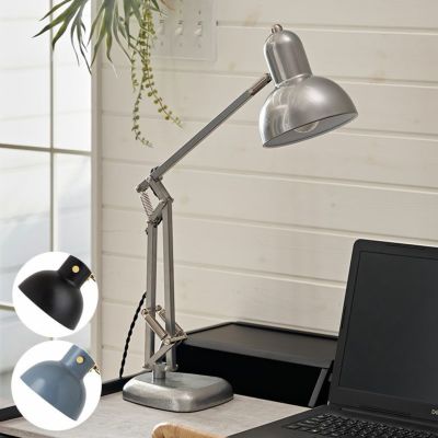 デスクライト 照明 1灯 LED対応 白熱球付き E26 口金 40W 約 W 17.3cm D 17.3cm H 83.5cm ブラック グレー シルバー スチール フロアランプ デスクランプ リビング 寝室 勉強部屋 書斎 ヴィンテージ風 ON OFF スイッ