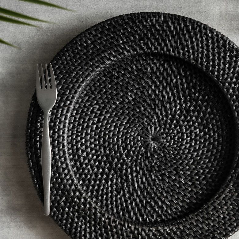 プレートトレイ ラタン 籐 ブラック ラウンド 円形 チャージャー