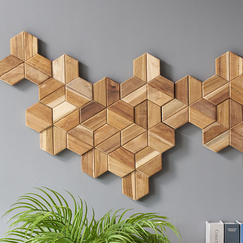 ウォールパネル壁材1枚天然木木製木材チークウッド約W30cmD30cmH1.8cmウッドパネル壁パネルタイル壁パネル壁板板壁壁面壁木内装DIYリフォームリメイク簡単ウッドタイル壁用おしゃれ北欧雑貨インテリアクロス西海岸[1-14123]