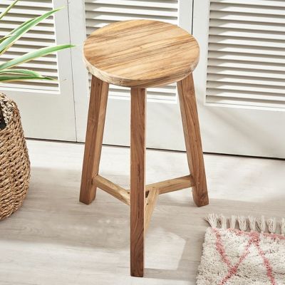 スツール チークウッド 天然木 木製 ハイタイプ 古材 約 W 40cm D 40cm H 60cm 椅子 チェア プランタースタンド ラウンドスツール いす イス ダイニングチェア 花台 フラワースタンド 飾り台 鉢置き 観葉植物 おしゃ