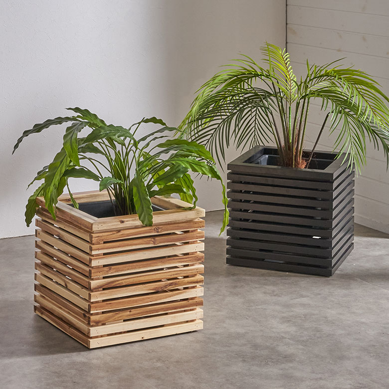 プランターカバープランターボックス木製ウッド天然木アカシアMサイズ7号用インナーポット付き底穴なし約W39.5cmD39.5cmH39cm正方形鉢カバー植木鉢カバーテラス玄関リビングTRUNKトランクおしゃれ北欧リゾート雑貨インテリア西海岸[51363]