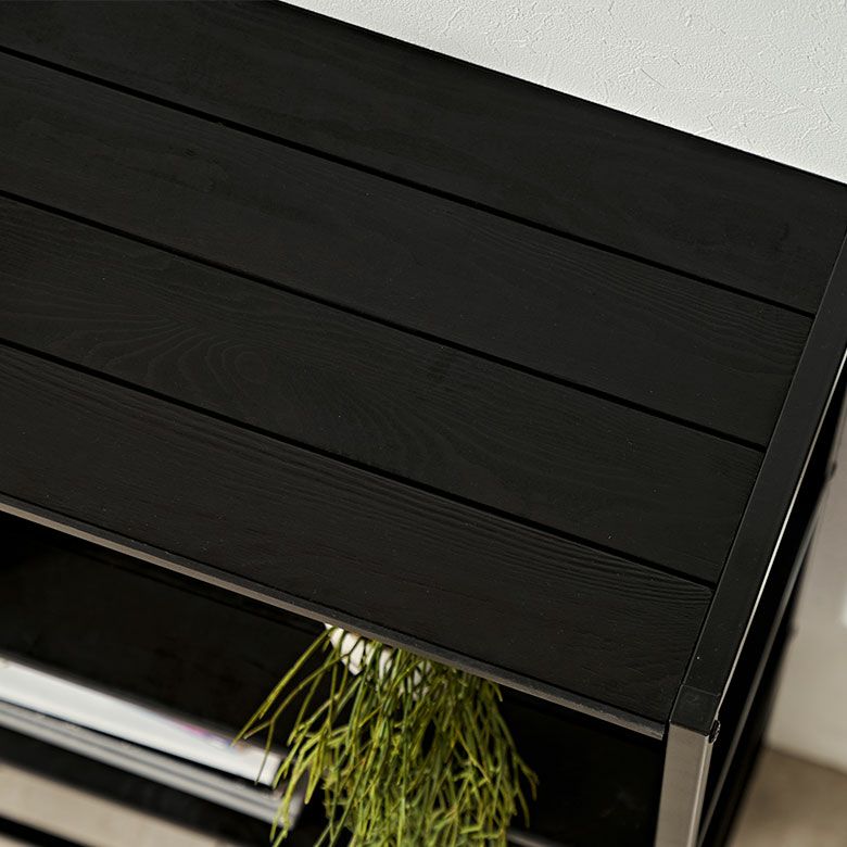 スタイリッシュなオールブラックカラー天然木とアイアンのシンプルな4