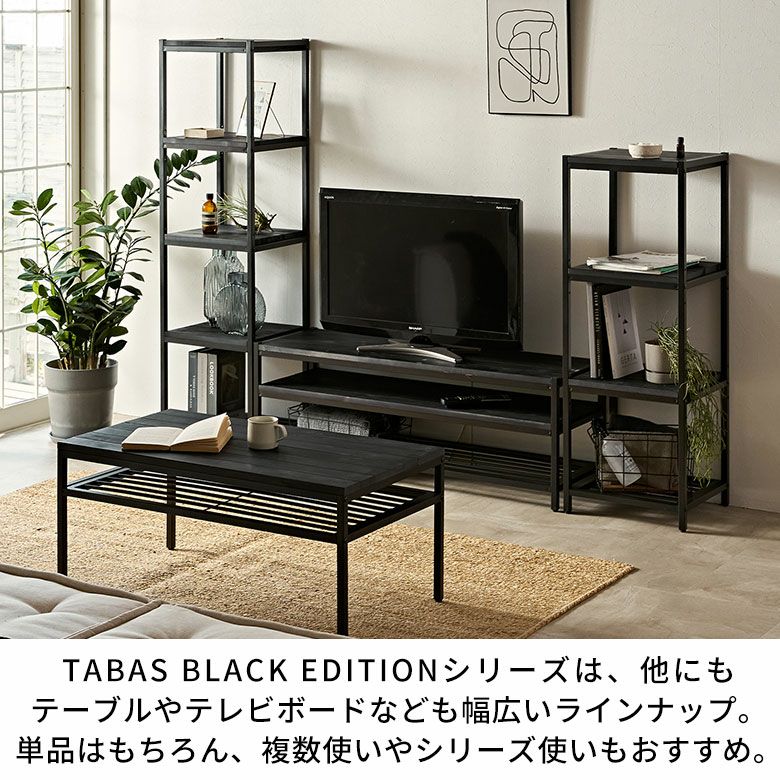 スタイリッシュなオールブラックカラー天然木とアイアンのシンプルな3