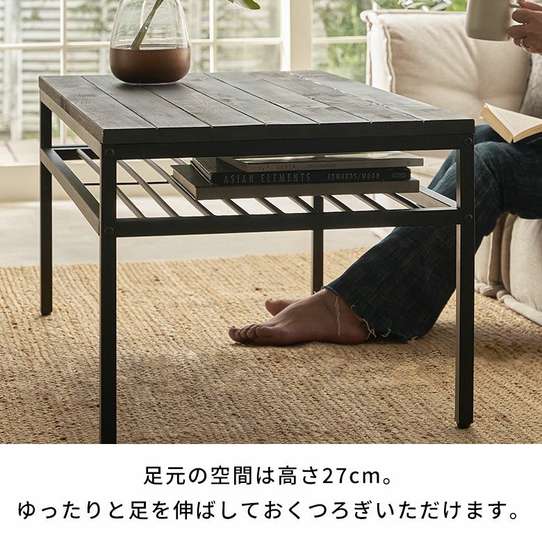 スタイリッシュなオールブラックカラー天然木とアイアンの