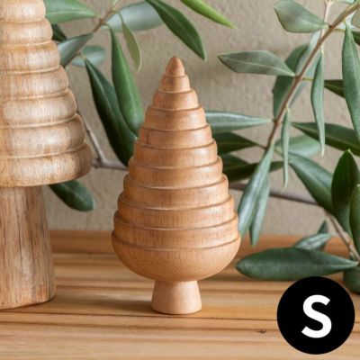 ミニマルデザインの天然チーク材おしゃれ木製クリスマスツリー[Lサイズ