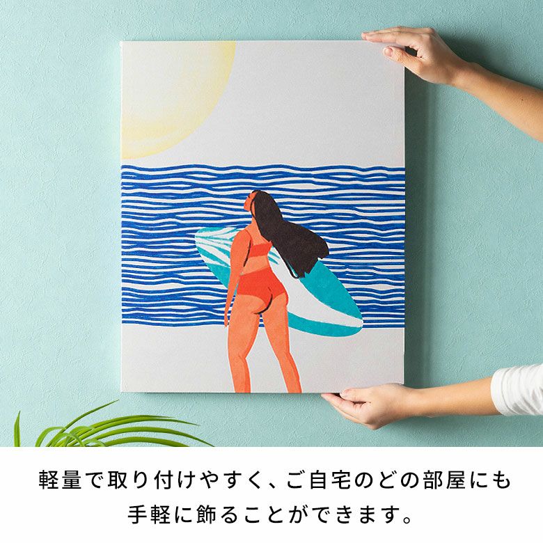 ビビッドオレンジが弾けるレトロポップな西海岸サーフアートパネル