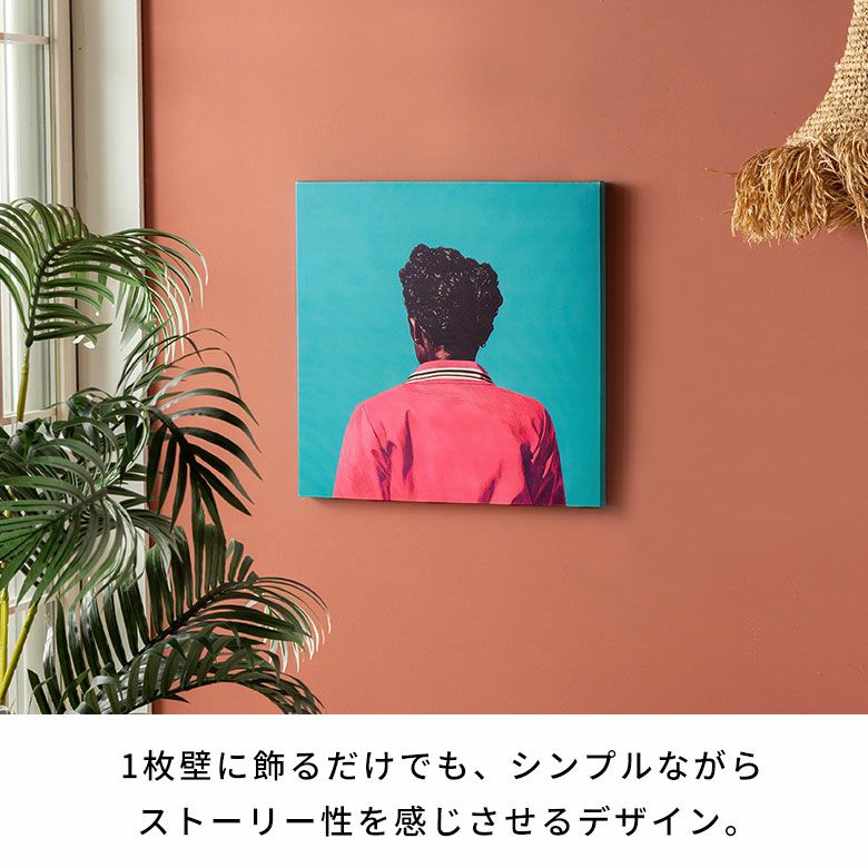 ターコイズ×ピンクが冴えるモダンレトロなアートパネル[Retro Blue